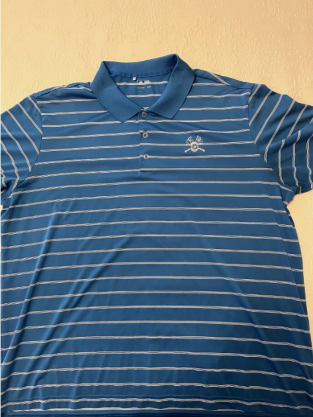 Mens Adidas 2XL PureMotion Royal Blue with White stripes Golf Shirt Short Sleeve